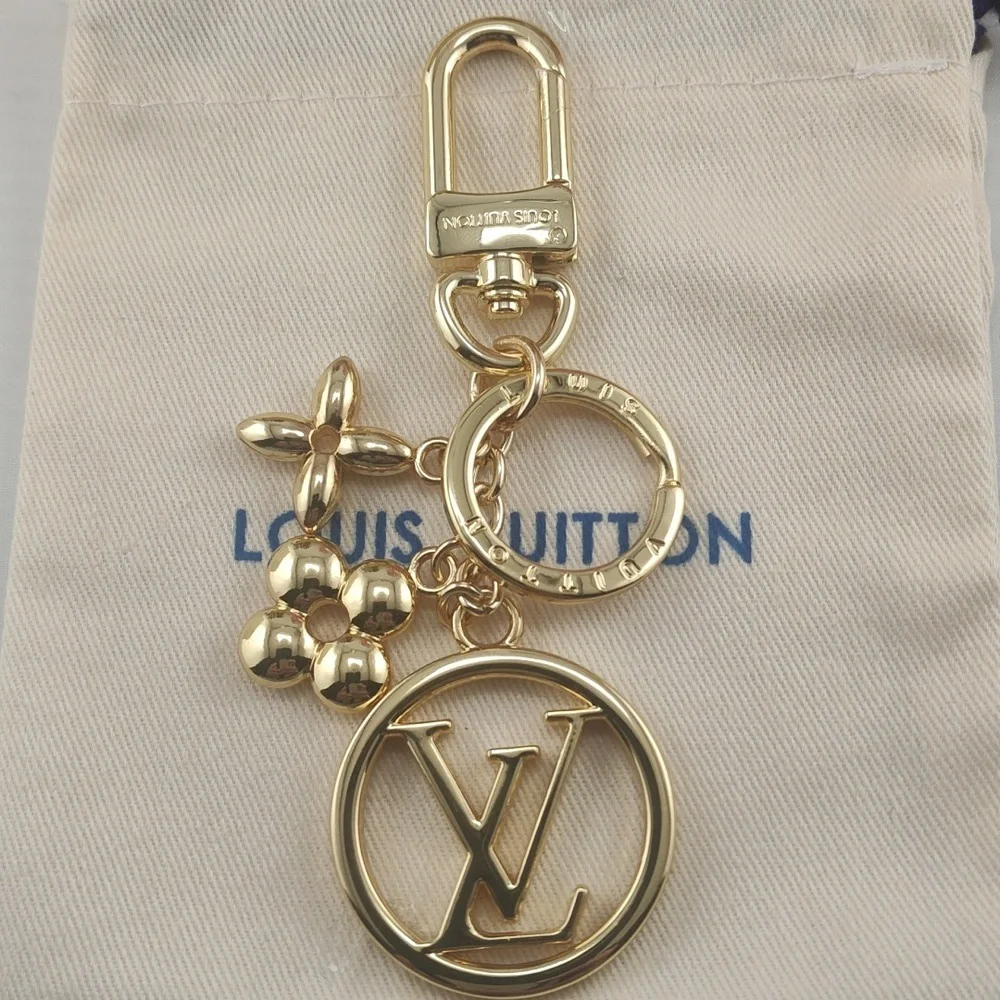 Authentic Louis Vuitton Gold Monogram Bag Charm/Key Holder Full Inclusion